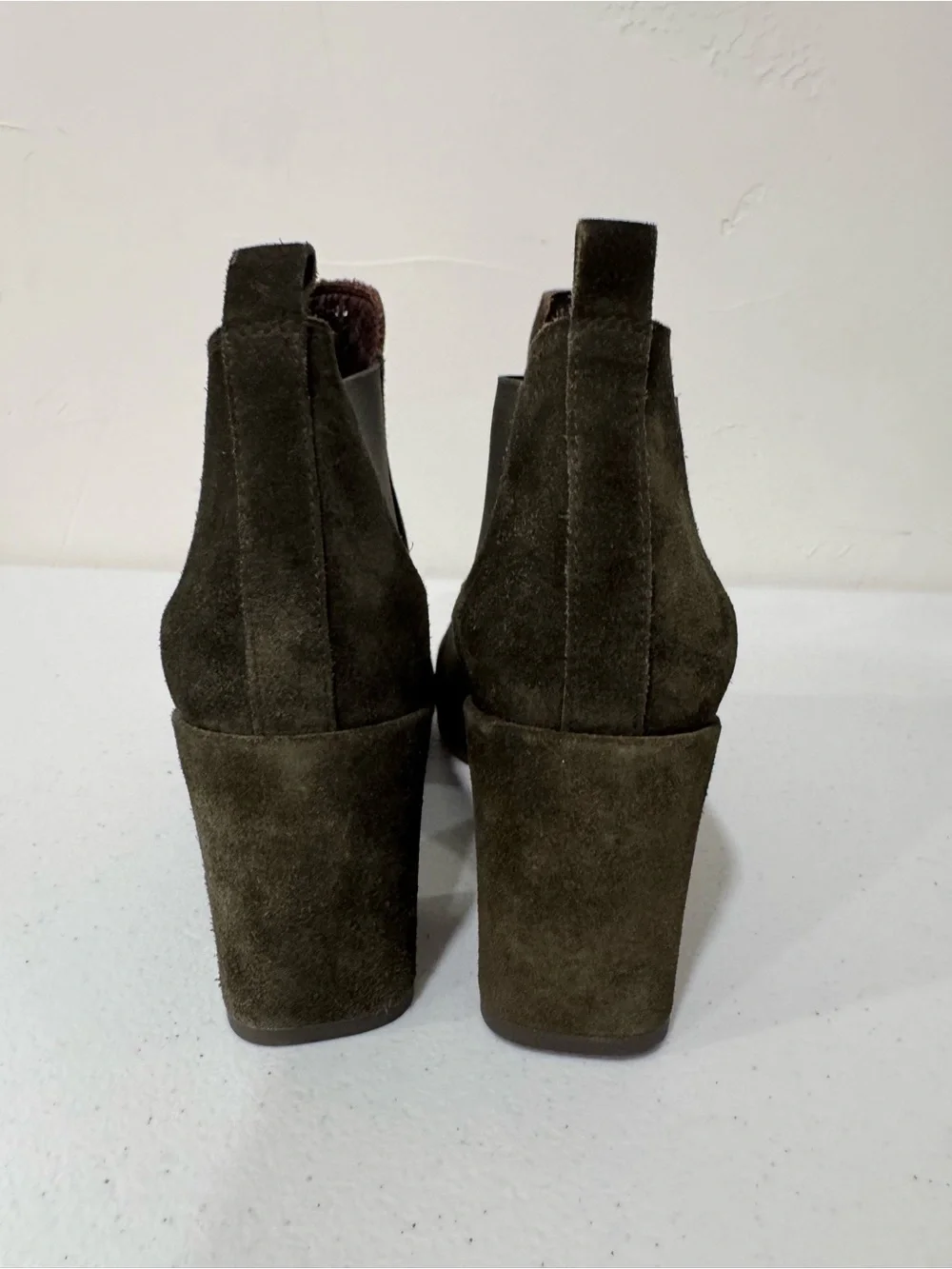 Pedro García Nenet Chelsea Dark Green Suede Block Heel Booties Women's 36.5